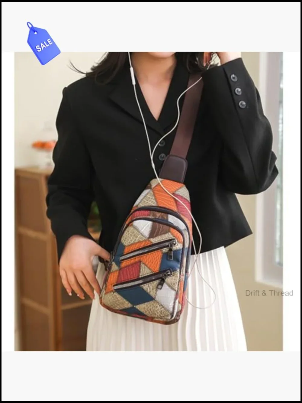 PU Leather Sling Backpack Crossbody Bag Travel Daypack